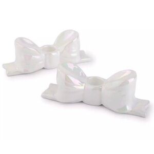 New Target Bullseye Playground Iridescent Bow 🎀 Ceramic Candleholders - 2 pk